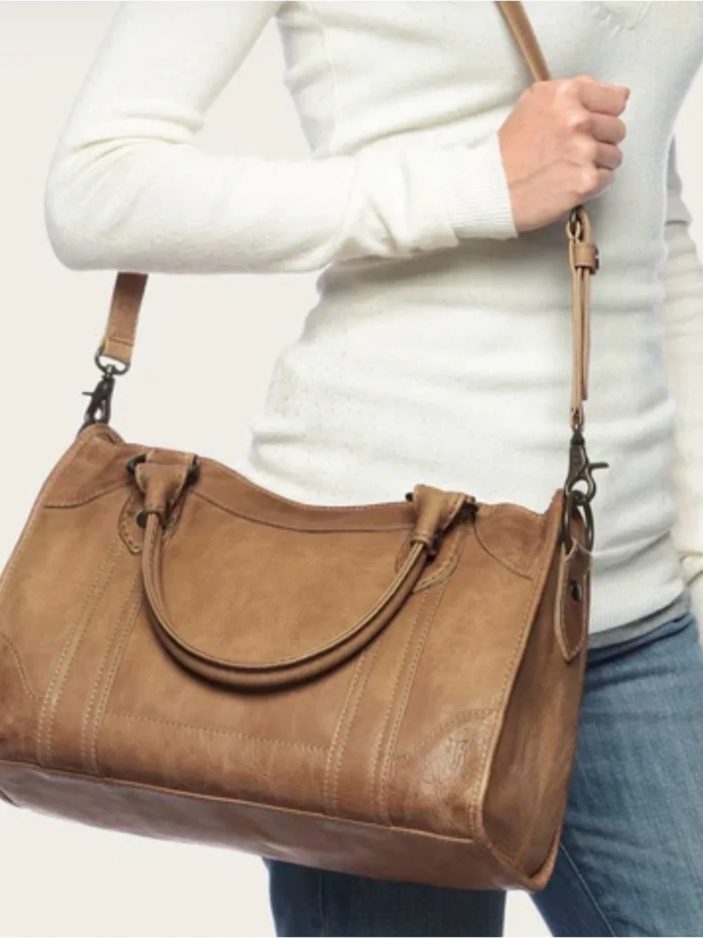 FRYE/Melissa Satchel - Tan Leather Shoulder Bag